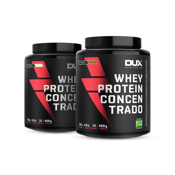 Whey Protein Concentrado - Pote 450G (2 Unidades)  Baunilha + Cookies