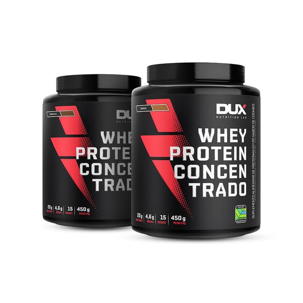 Whey Protein Concentrado - Pote 450G (2 Unidades)  Chocolate + Cookies
