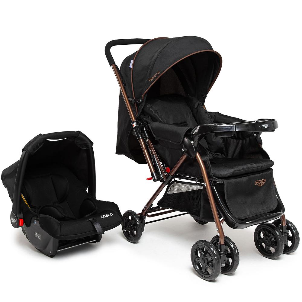 Carrinho com Bebê Conforto Travel System Reverse Preto Bronze + cosco 935324607