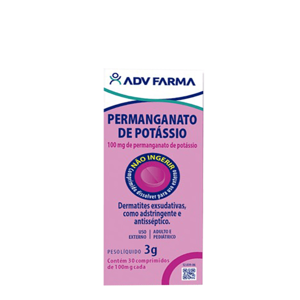 Permanganato De Potássio 100mg ADV Farma 30 Comprimidos Para Uso ...