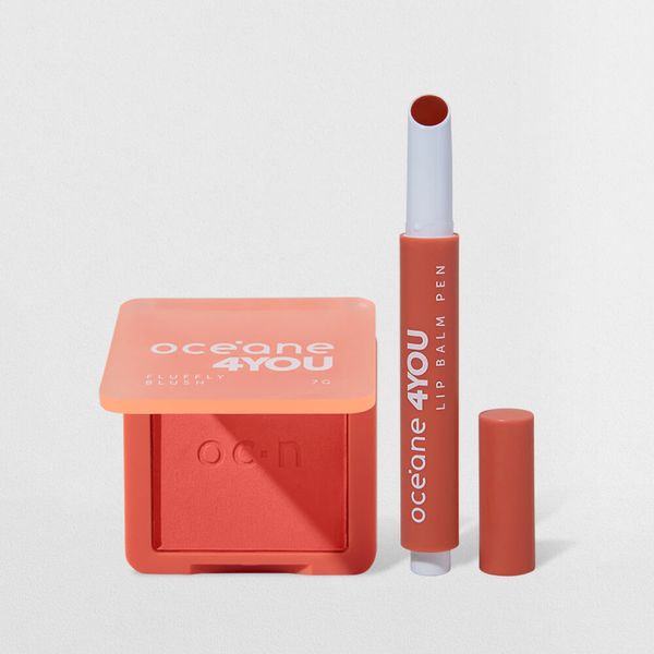 Kit Blush Líquido Laranja + Hidratante Labial Coral 4you (2 Produtos)