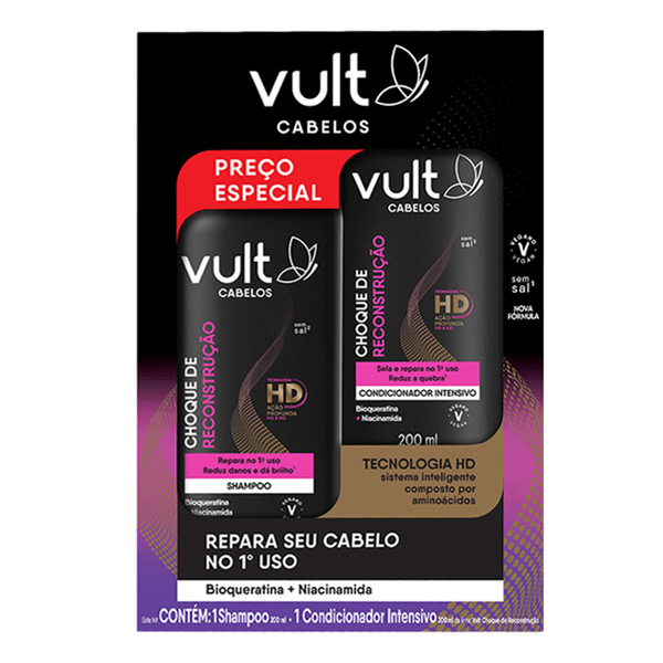 Kit Vult Cabelos Shampoo + Condicionador Reconstrução 200ml Cada