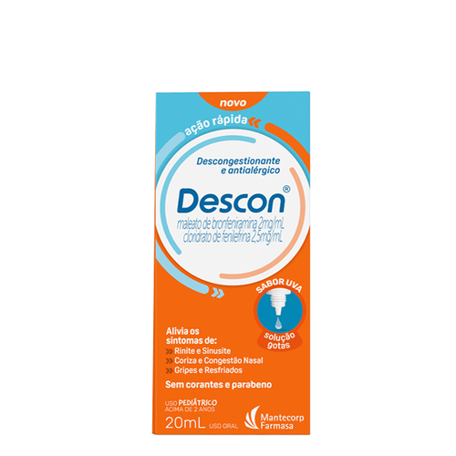 Antialérgico E Descongestionante Descon Sabor Uva 20Ml Gotas