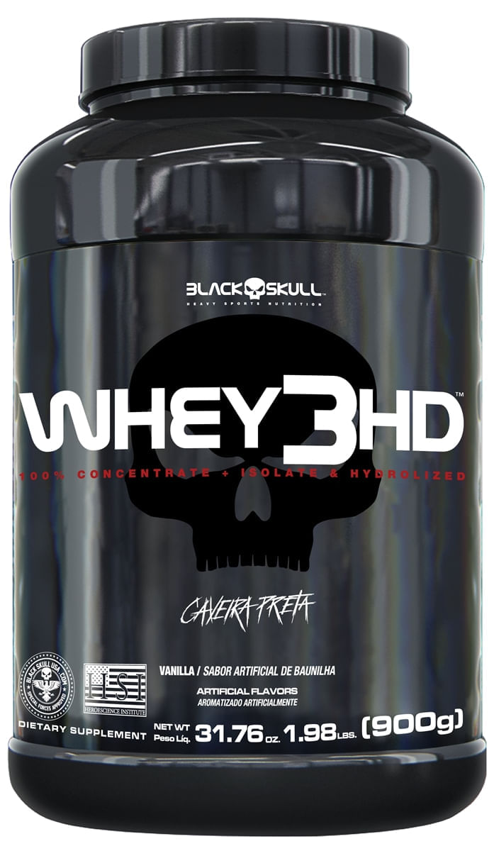 WHEY 3HD BLACK SKULL - 900G (WPC, WPI E WPH)