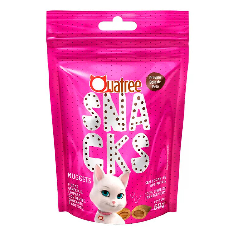 Snack Quatree Nuggets Para Gatos Bola de Pelo Sabor Frango
