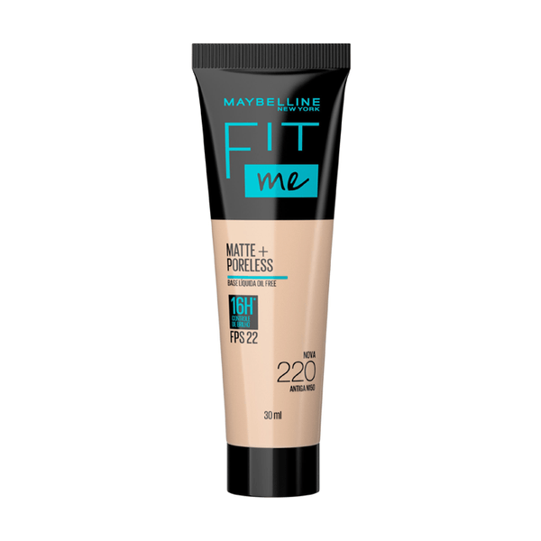 Base Liquida Maybelline NY Fit Me Matte+Poreless FPS22 Cor 220 (Antiga N150) 30ml