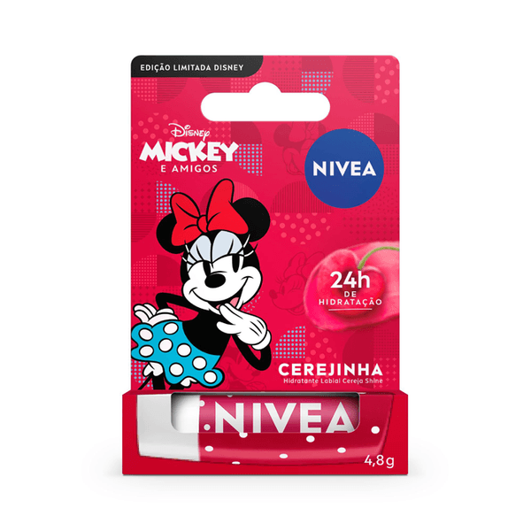 Hidratante Labial Nivea Disney® Mickey e Amigos Minnie Cereja Shine 4,8g Ed. Limitada