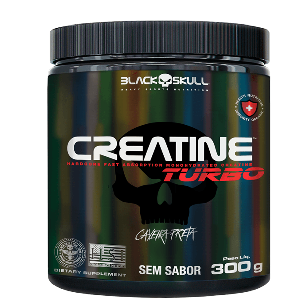 Creatina em Pó Black Skull Creatine Turbo Sem Sabor 300g