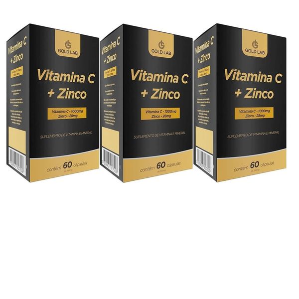 Kit C/3 Vitamina C + Zinco C/60 Cápsulas - Gold Lab