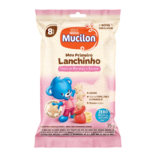 Snack Mucilon Meu Primeiro Lanchinho Morango e Banana 35g