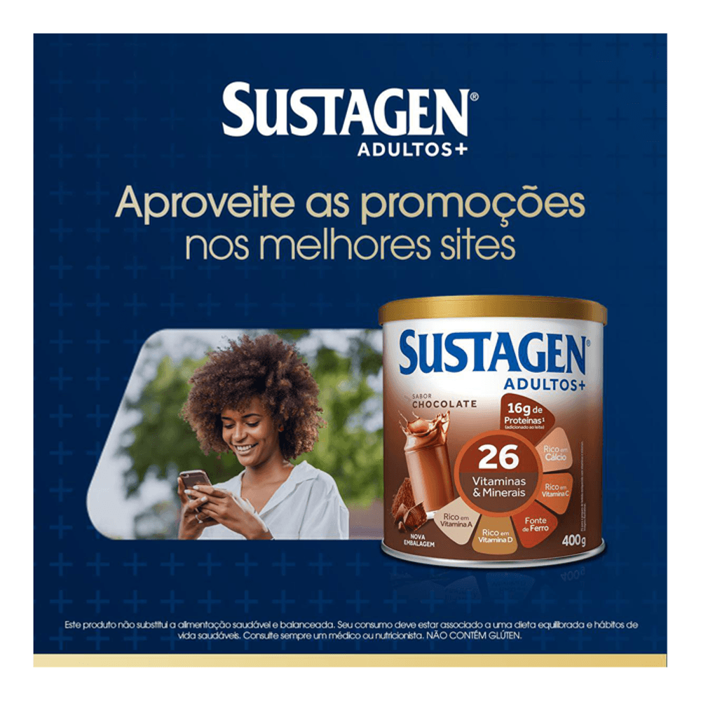 Complemento Alimentar Sustagen Chocolate Adultos+ 400g - Drogaria Sao Paulo