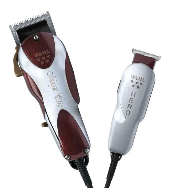 Kit Máquina de Cortar Cabelo Wahl Magic Clip e Hero 127v