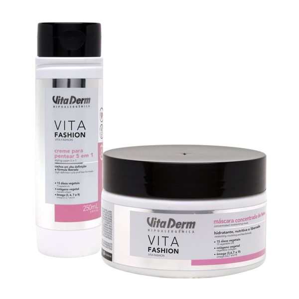 Kit Cachos Perfeitos - Máscara Vita Fashion 220g + Creme Para Pentear 5 em 1 Vita Fashion