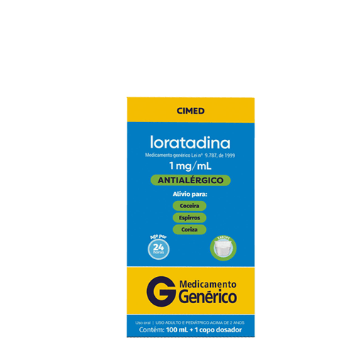 Antialérgico Loratadina 1Mg/Ml Genérico Cimed 100Ml Xarope