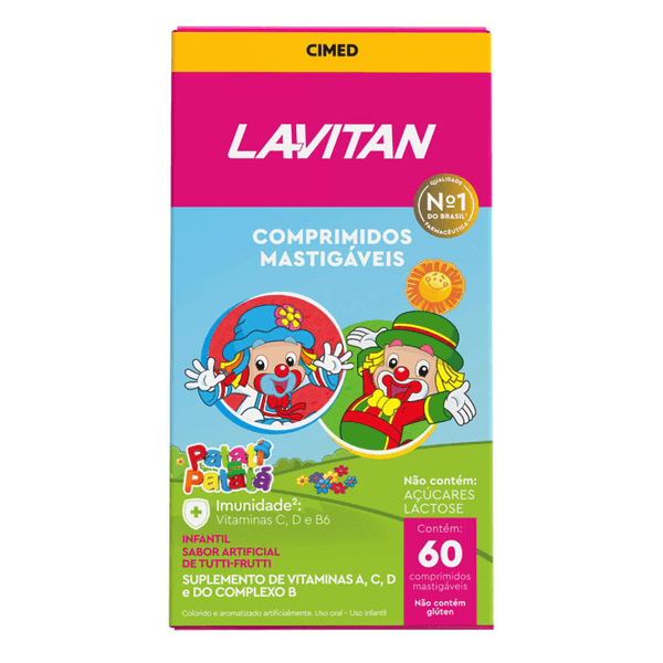 Vitamina Infantil Lavitan Patati Patatá Tutti-Frutti 60 Comprimidos Mastigáveis