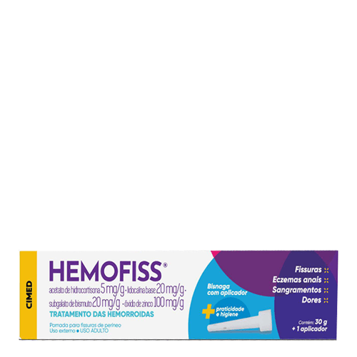 Analgésico Hemofiss 5Mg/G + 20Mg/G + 100Mg/G + 20Mg/G 30G Pomada + 1 Aplicador