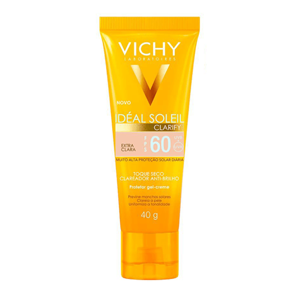 Protetor Solar Facial Vichy Idéal Soleil Clarify FPS60 Cor Extra Clara 40g