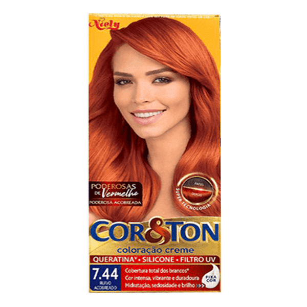 Tinta de Cabelo Niely Cor&Ton 7.44 Ruivo Acobreado