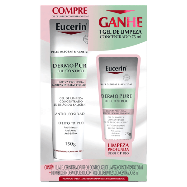 Kit Gel de Limpeza Concentrado Eucerin DermoPure Oil Control 150ml + 75ml