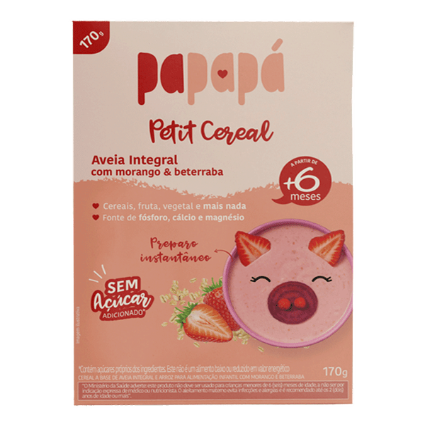 Cereal Infantil Papapá Aveia Morango e Beterraba 170g