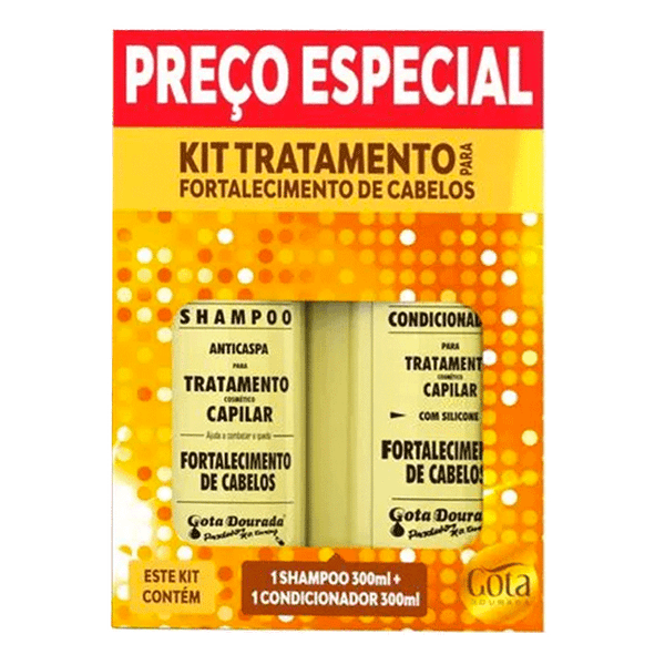 Kit Shampoo Gota Dourada Combate a Queda 300ml + Condicionador 300ml