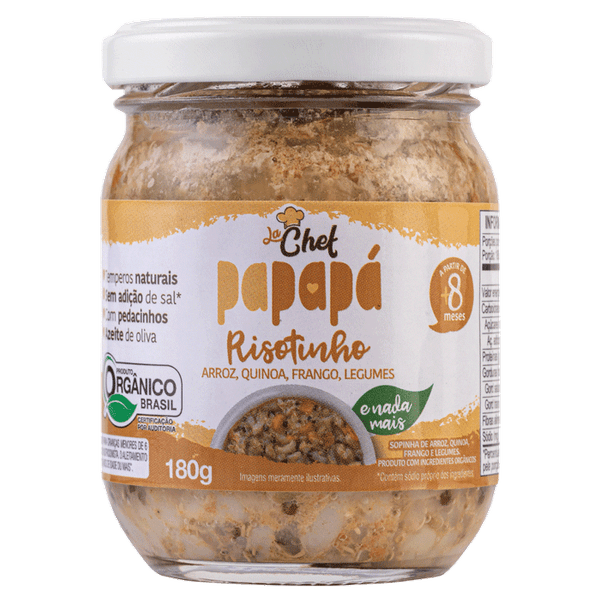 Risotinho Orgânico Papapá Arroz, Quinoa, Frango e Legumes 180g