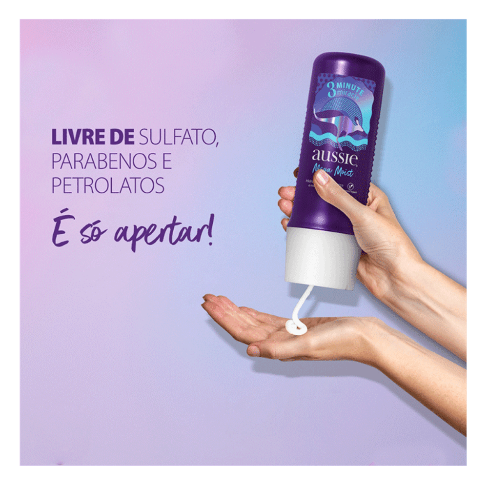 Tratamento Aussie Mega Moist 3 Minute Miracle Super Hidratação
