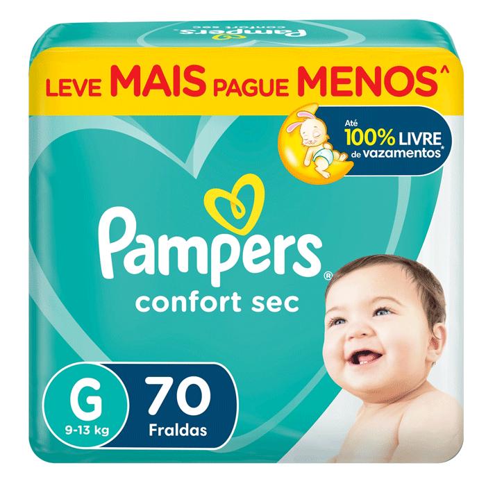 Fralda Pampers Confort Sec G 70 Unidades