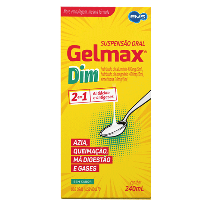 Antiácido Gelmax Dim Sem Sabor 240ml Suspensão Oral