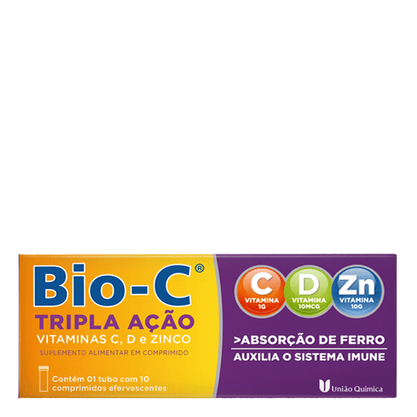 Complemento Alimentar Bio-C Tripla Ação 10 Comprimidos Efervescente