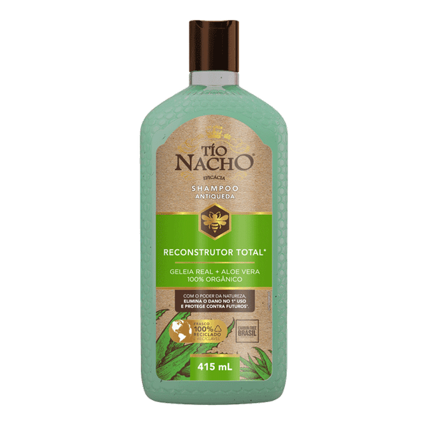 Shampoo Tio Nacho Reconstrutor Total com Aloe Vera Orgânico Hidrata e Controla e Frizz 415ml