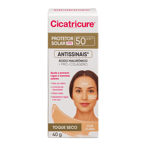 Protetor Solar Facial Cicatricure Fps 50 Antissinais Cor Clara 40G