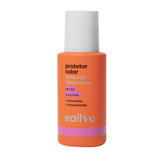 Protetor Solar Facial Sallve Toque Seco FPS60 Com Cor 100 40g