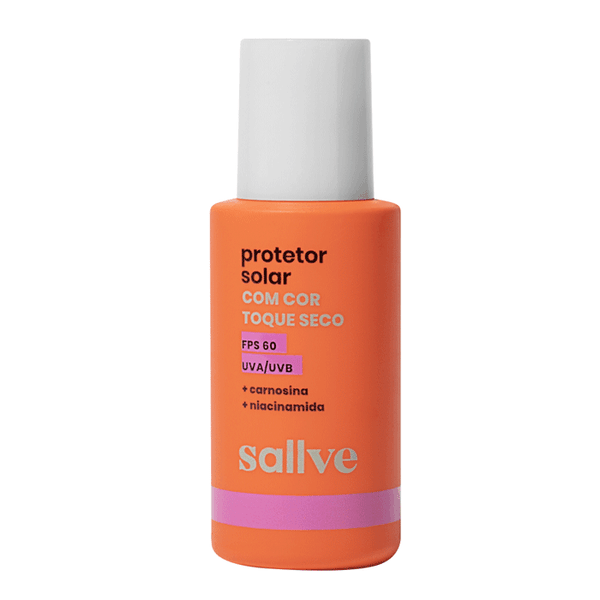 Protetor Solar Facial Sallve Toque Seco FPS60 Com Cor 50 40g