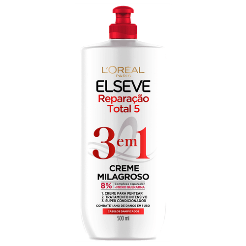 Creme Milagroso 3 Em 1 L’oréal Paris Elseve Reparação Total 5 500Ml