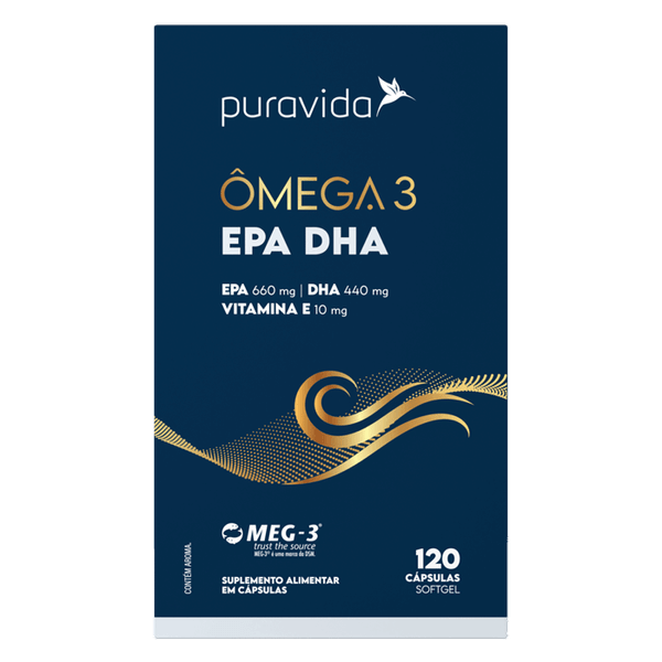 Ômega 3 + Vitamina E Puravida 120 Cápsulas Softgel