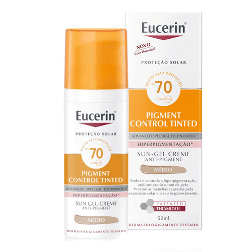 Protetor Solar Facial Eucerin Fps 70 Sun Pigment Control Antimanchas Tinted Média 50Ml Gel Creme