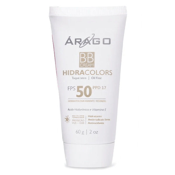 Protetor Solar Facial Árago BB Cream Hidra Colors FPS50 60g