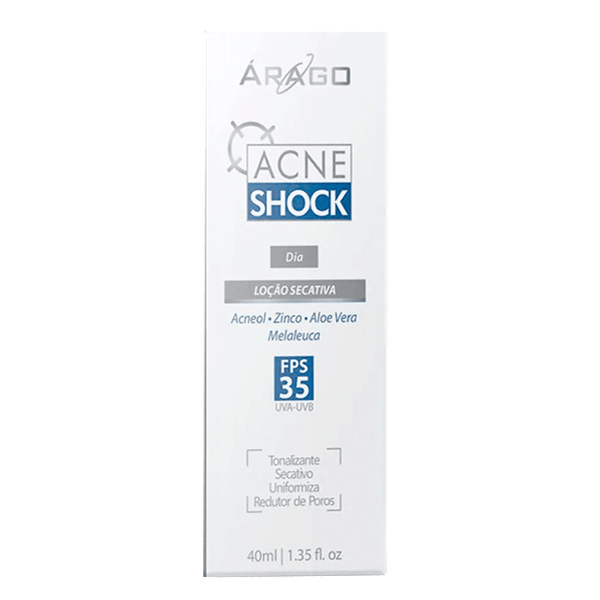 Loção Secativa Tonalizante Árago Acne Shock Dia FPS35 40ml