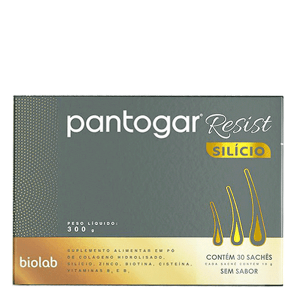 Colágeno Pantogar Resist Silício 10g Biolab em Pó Sem Sabor 30 Sachês
