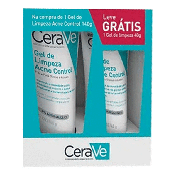 Kit Cerave Gel De Limpeza Acne Control 140g + Gel De Limpeza Acne Control 40g