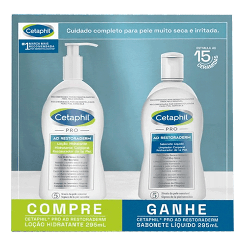 Kit Cetaphil Ad Restoraderm Loção Hidratante 295Ml + Sabonete Líquido 295Ml