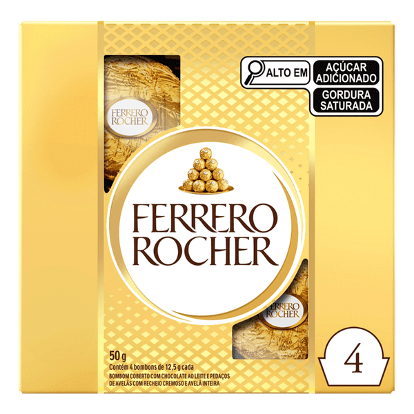 Bombom Ferrero Rocher 50g 4 Unidades
