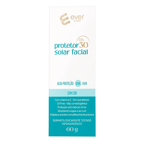 Protetor Solar Facial Ever Care Fps30 Sem Cor 60G