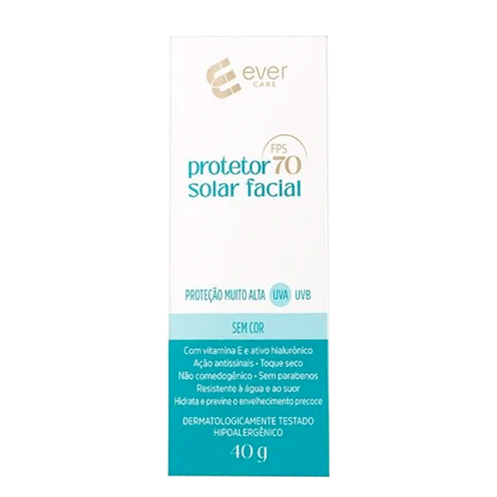 Protetor Solar Facial Ever Care FPS70 Sem Cor 40g