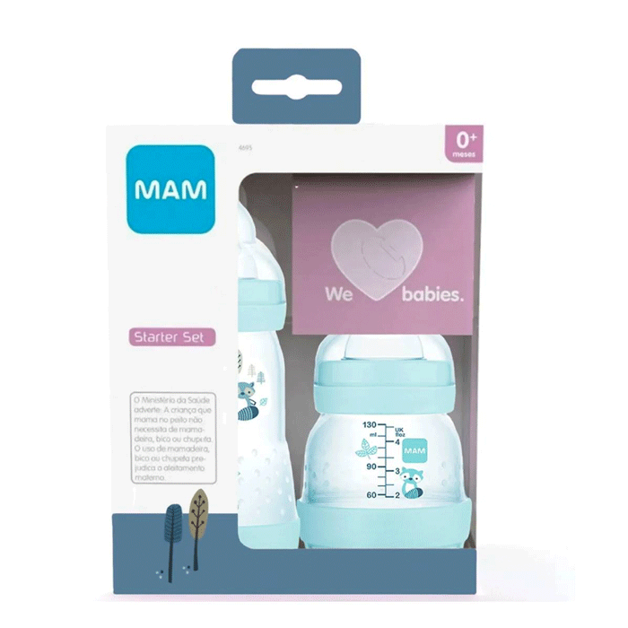 Kit 2 Mamadeiras Easy Start Set 130 260ml Azul + mam 935188303