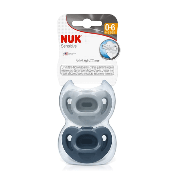 Kit 2 Chupetas Sensitive Soft 100% Silicone 0m+ Azul - NUK
