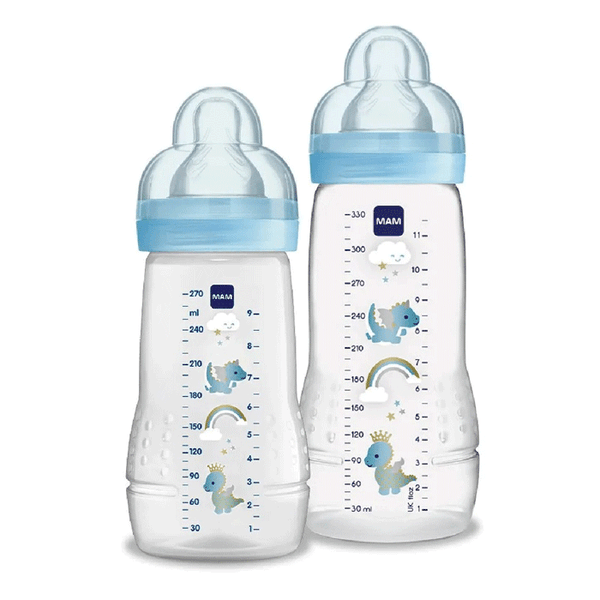 Kit 2 Mamadeiras Easy Active 270/330ml 2m+ Azul - MAM