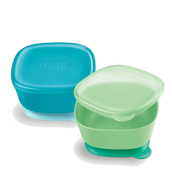 Kit 2 Pratos Bowl Infantil com Ventosa e Tampa Neutral - NUK
