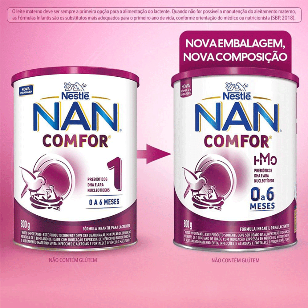 Fórmula Infantil NAN Comfor HMO de 0 a 6 Meses 800g - Drogaria Sao Paulo